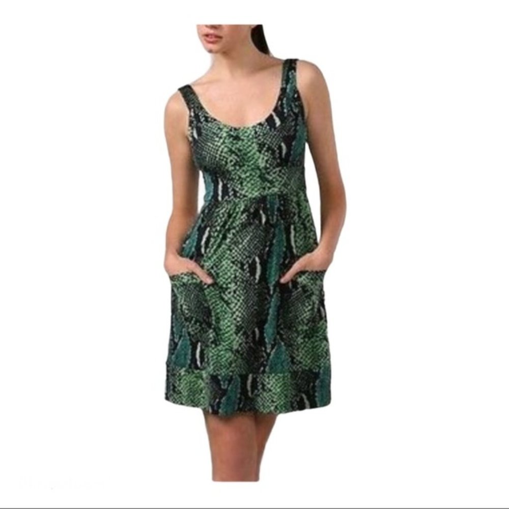 Diane Von Furstenberg DVF Ferdon Silk Mini Dress Green Python Size 4